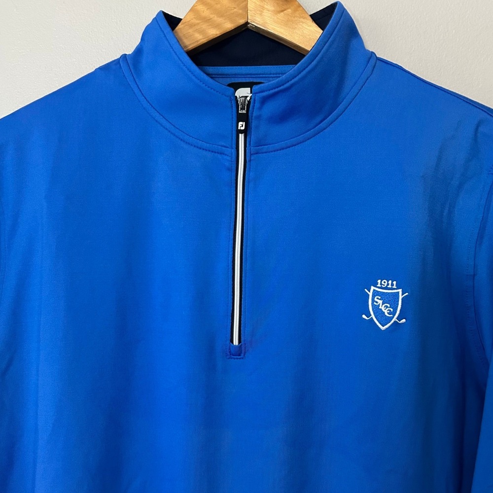 FootJoy 1/4 Zip Pullover Mens Medium Blue Stretch Performance Golf Mock Neck